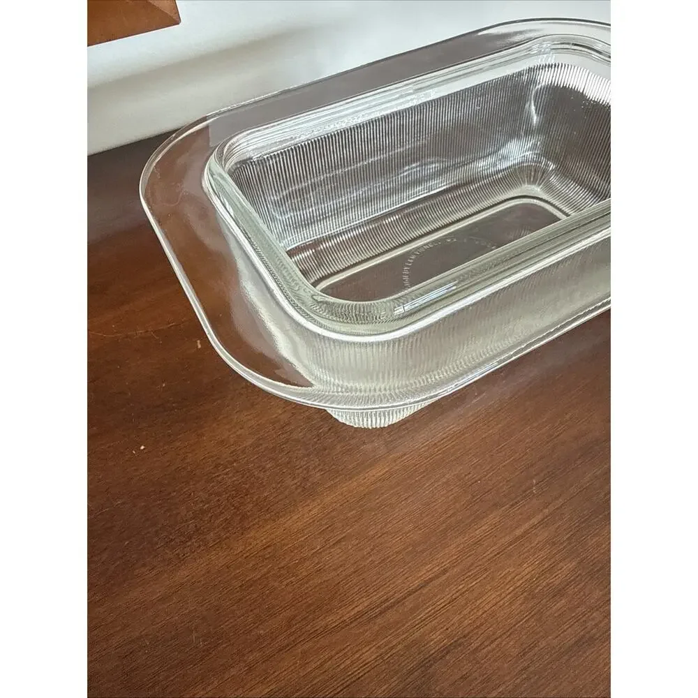 VTG Heller by L&M Vignelli USA Clear Glass Ribbed Loaf Pan Bakeware 9.5